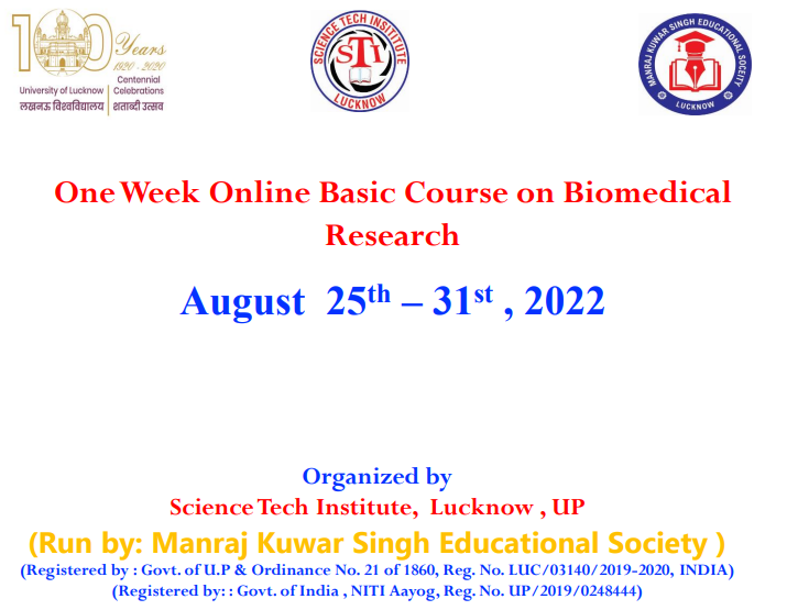 One Week Online Basic Course On Biomedical Research - SCIENCE-TECH