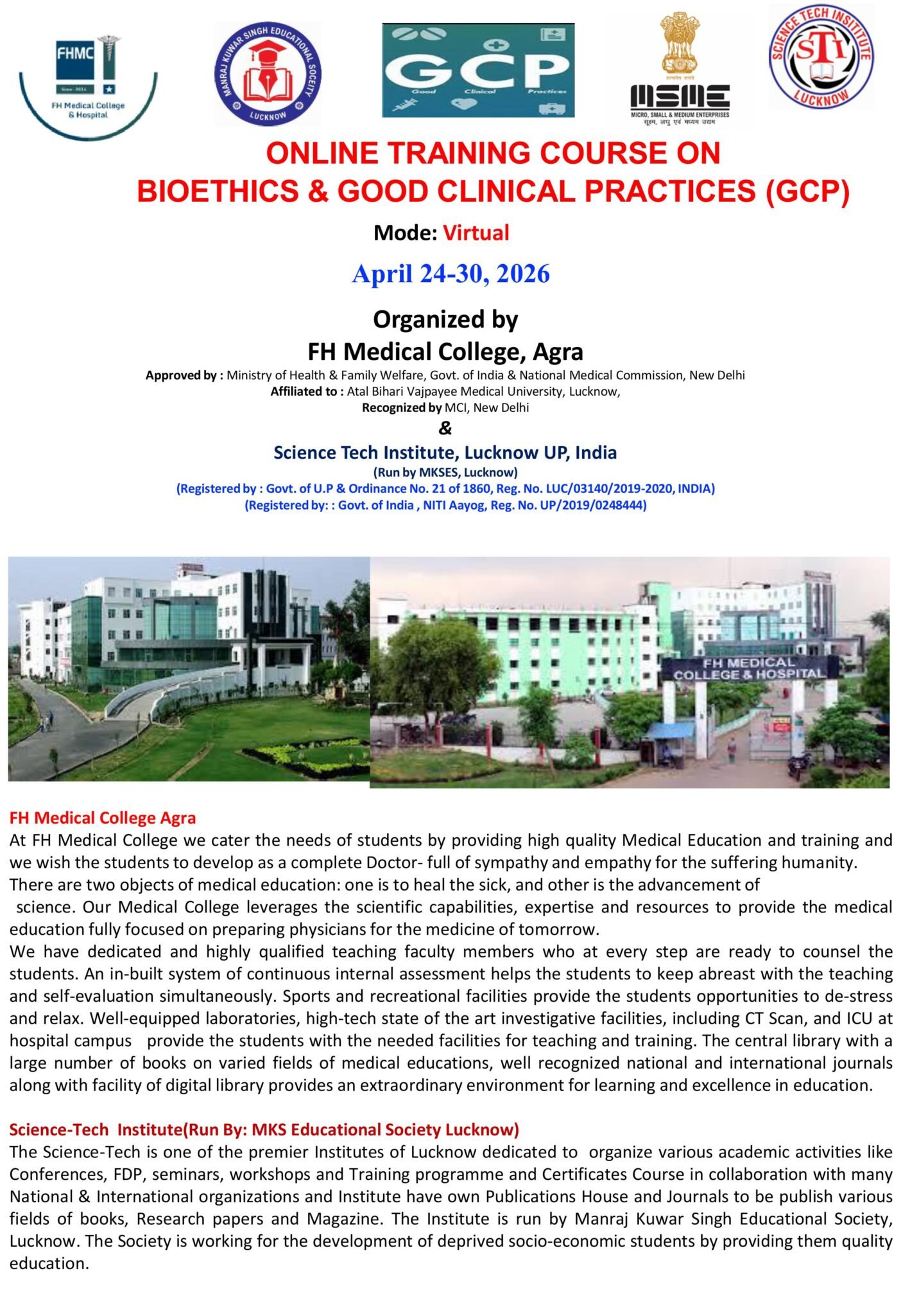 Bioethics Course FH Medical College Agra _ONE WEEK ONLINE TRAINING COURSE ON BIOETHICS ...